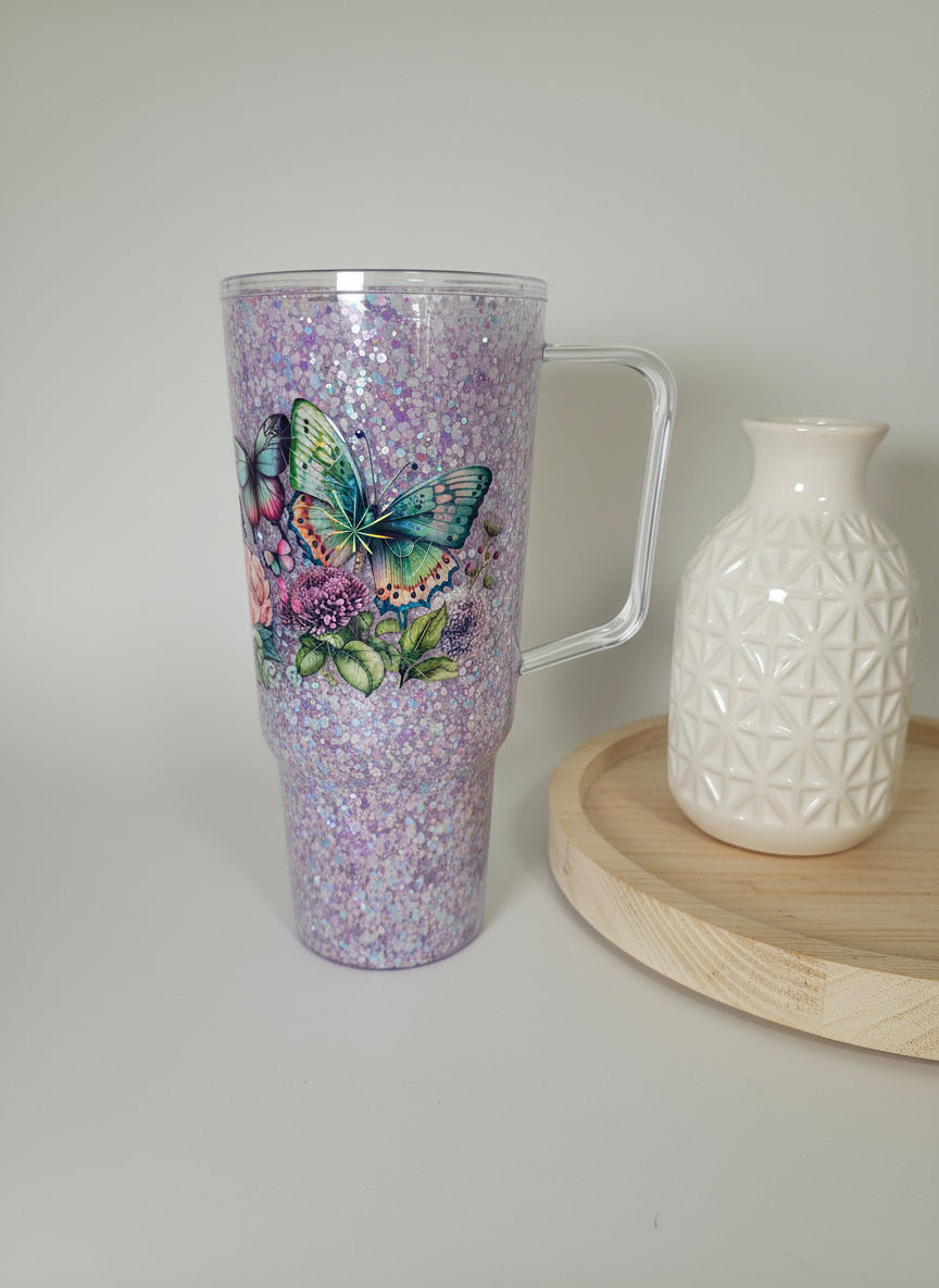 Holographic Butterfly Snow Globe Tumbler