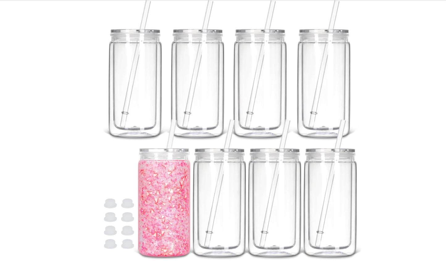 Clear acrylic tumbler with straw and lid