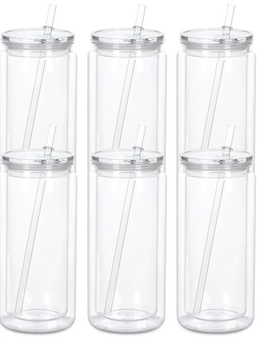 Clear tumblers with lid and straw