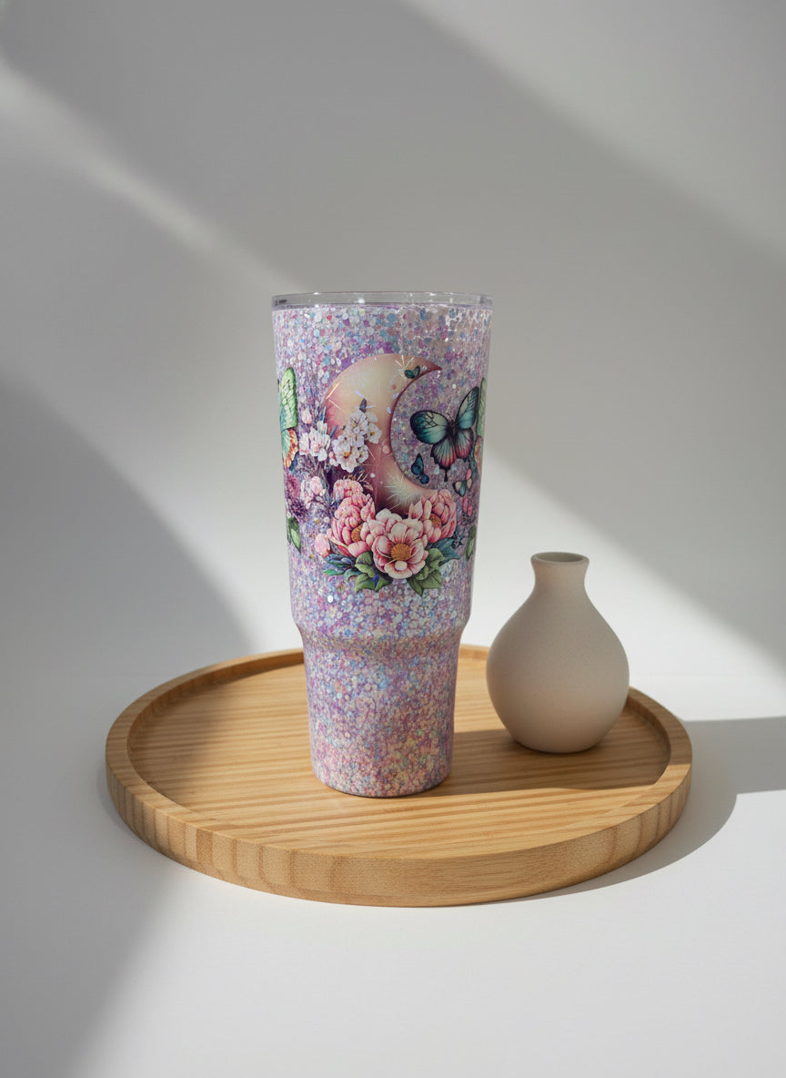 Holographic Butterfly Snow Globe Tumbler