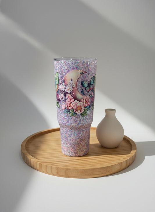 Holographic Butterfly Snow Globe Tumbler